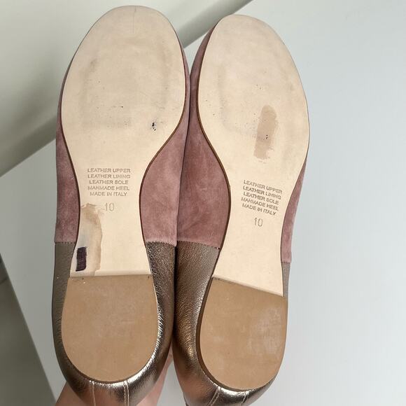 Garnet Hill Womens Leather Ballet Flat 10 Pink Metallic Minimalist Slip On - Picture 9 of 10